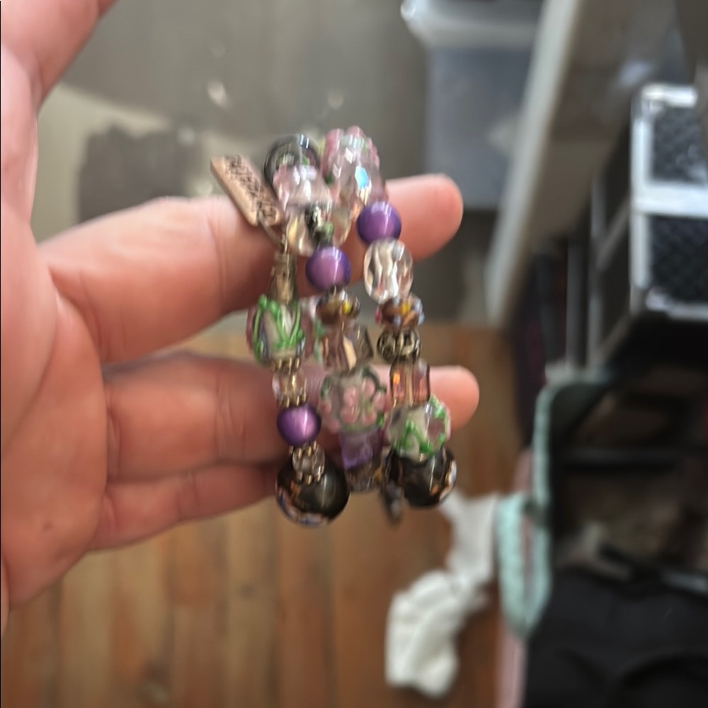 Elegant Purple and Green Beaded Bracelet
